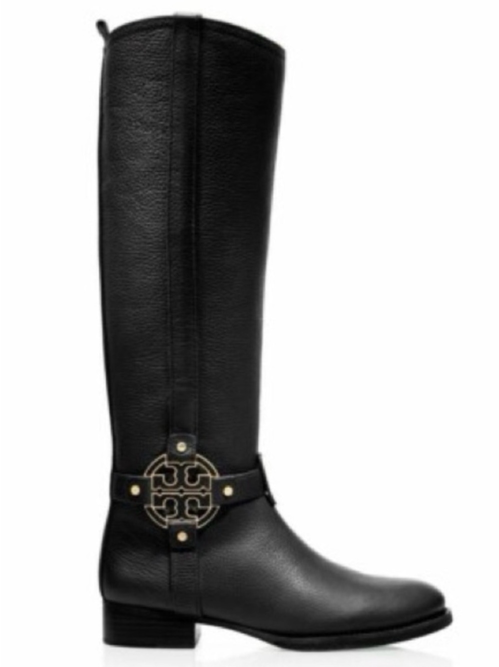 Tory Burch Black Amanda Riding Knee Boot with Logo Harness